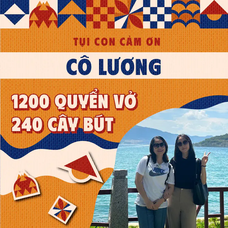 Ngăm xin cảm ơn cô Lương đã hỗ trợ cho chúng con 1200 quyển vở và 240 cây bút tặng các em nhỏ theo học tại trường!
